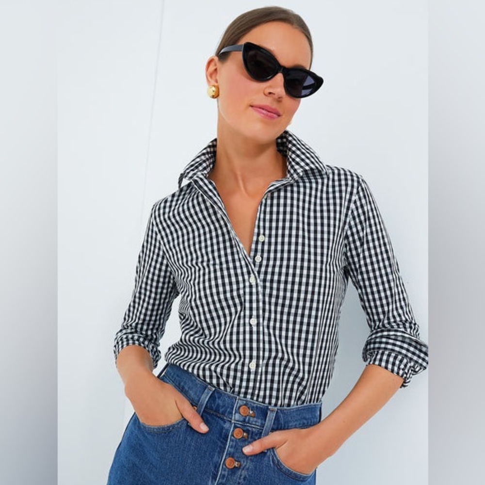 The Shirt by Rochelle Behrens Black and White Gingham Button-Down Shirt